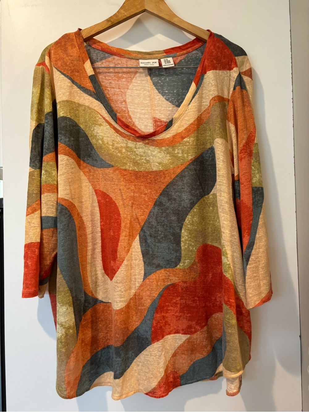 Rachel Zoe 100% linen 3/4 sleeve top size 2X new without tags!